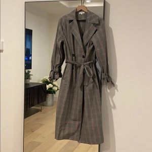 Plaid trench coat